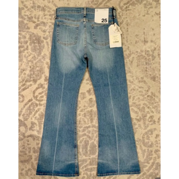 NWT Rag & Bone $225 Vale Distressed Crop Flare Blue Jeans - Picture 3 of 4